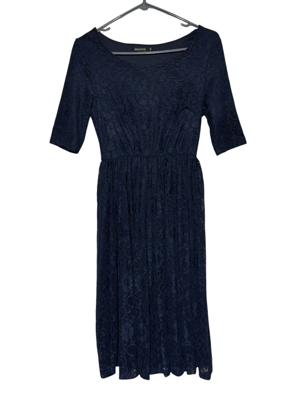 Mikarose Navy Blue Lace Modi Dress Size XS Modest Wedding Guest Special Ocassion